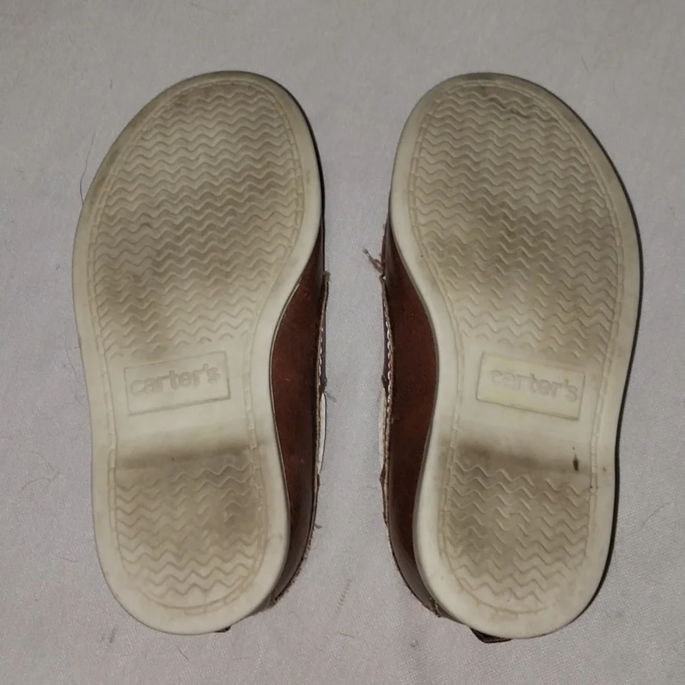 Carter Kids Brown Dress Boat Shoes with White Laces Size 7